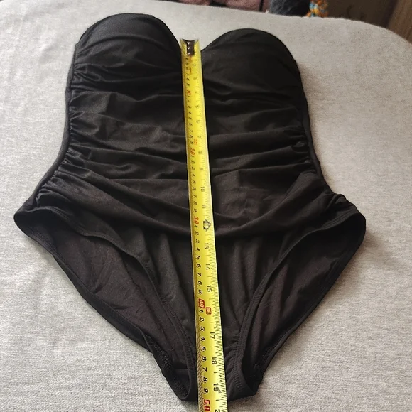 Black Strapless WOMENS ANNE COLE BEAUTIFUL SWIMSUIT SWIMWEAR ONE-PIECE SUIT - Picture 9 of 16
